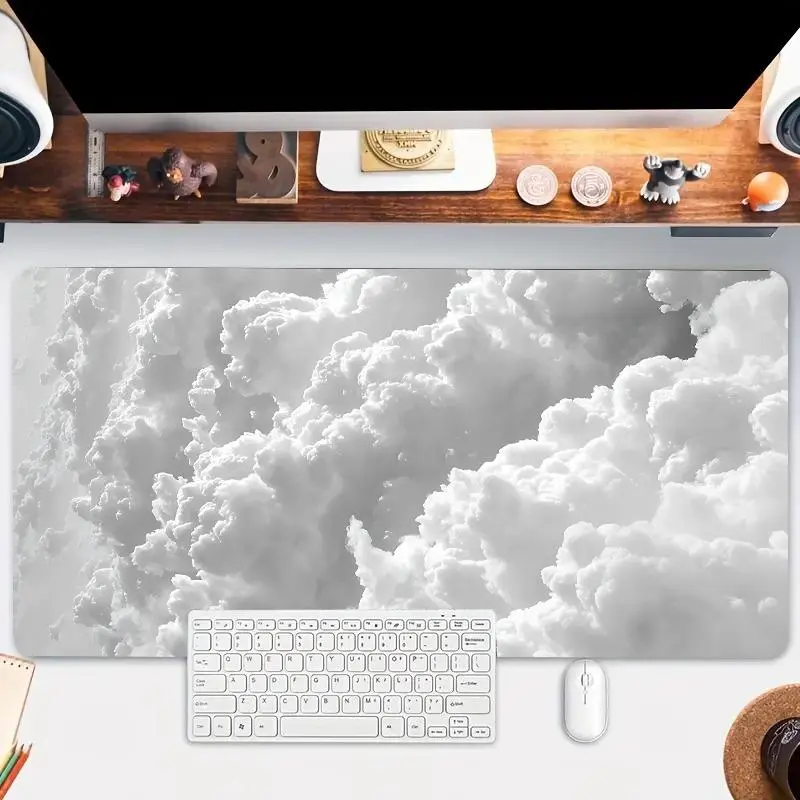 Cloudy Sky Pattern Mouse Pad, 1 Count Large Computer Keyboard Pad, Non-slip Office Mousepad, Table Accessories As Gift for Friend & Colleague, Desk Pad, Aesthetic Desk Accessories, Desk Supplies, Office Desktop Accessories