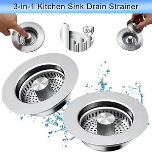 Luxury Pop-Up Drain Strainer, 3-in-1 Design, Rustproof Stainless Steel Kitchen Filter Basket