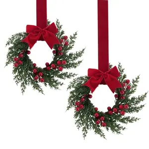 2 PCS New Christmas Wreaths | Decorative Rattan Wreaths for Door Hanging, Window Display & Party Venue Decoration
