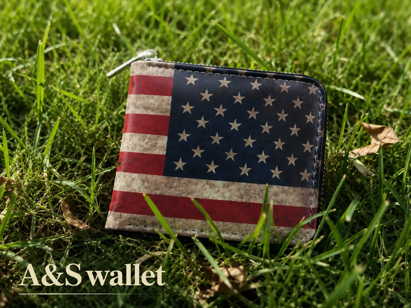 A&S -America Vintage Flag Zip Wallet