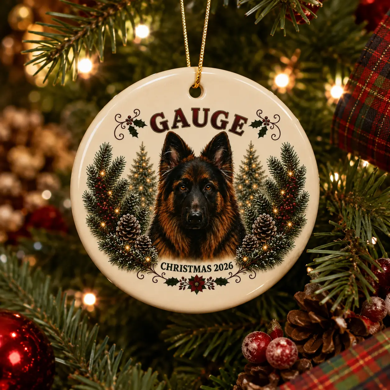 Personalized German Shepherd Christmas Ornament | Custom Dog Photo & Name Keepsake