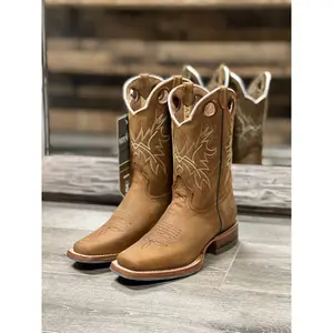 Bota Rodeo Cuadrado Miel Dama Tubo Corto