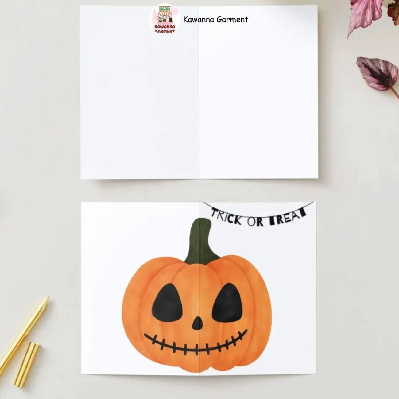 Minimalist Pumpkin Trick-or-Treat Printable Halloween Card - Blank Inside, Ideal for Personal Messages, Personal Message