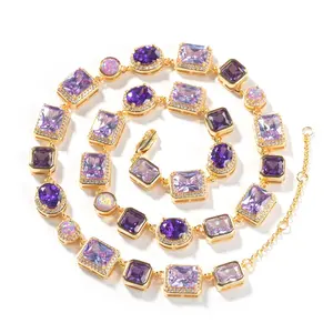 Trendy K-Gold Gemstone Necklace – Amour Purple Solstice Lightweight Luxe Pendant