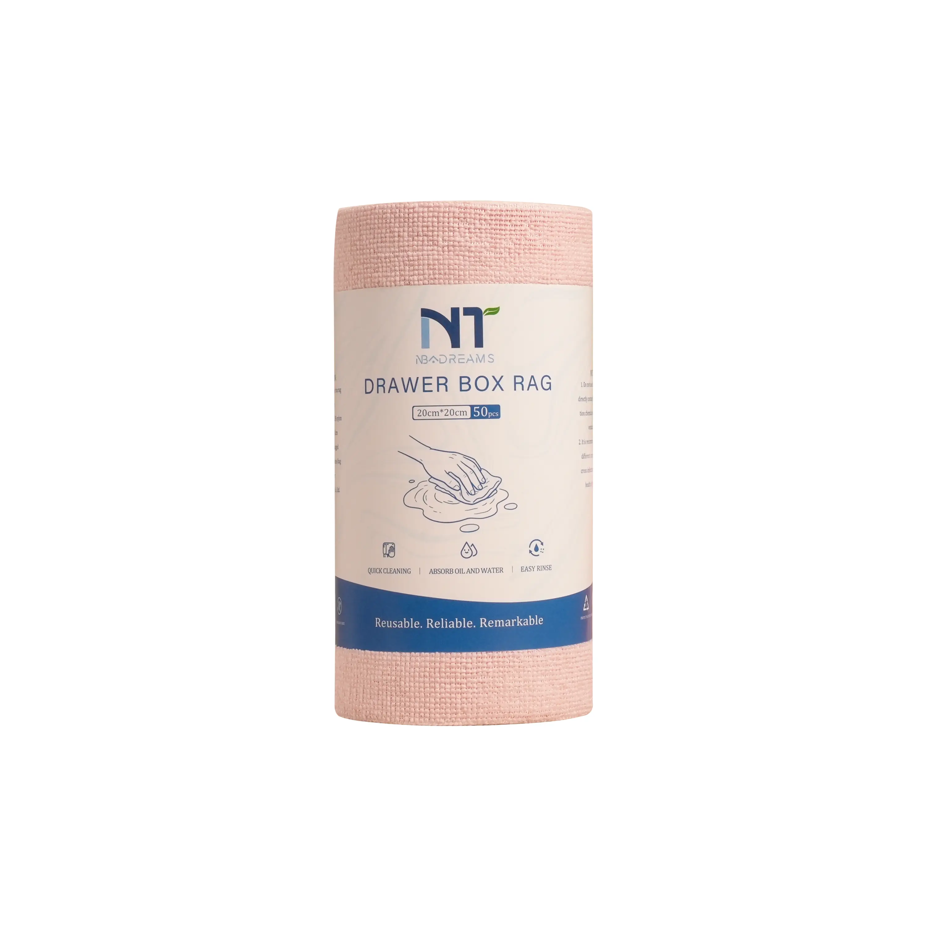 NT Dreams 8'' x 8'' x 50 pcs/roll Reusable Cleaning Cloth – Big Roll Power That Handles Any Mess! Thick, Absorbent, and Lint-Free Non-Woven Towels for Kitchen, Bathroom, and More. Washable, Durable, and Eco-Friendly for Everyday Cleaning Microfiber