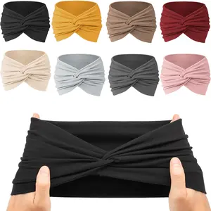 8 Pack Wide Headbands - Non-Slip Elastic Workout Headbands, Moisture-Wicking Sweatbands for Gym, Yoga, Running, Cycling, Basketball - Soft Stretchy Hair Bands for Women & Men, Valentine's Gift