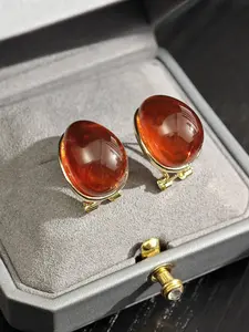 Teardrop Amber Earrings, Vintage Resin Gemstone Jewelry, Perfect for Daily Wear & Office Use, Elegant Accessory