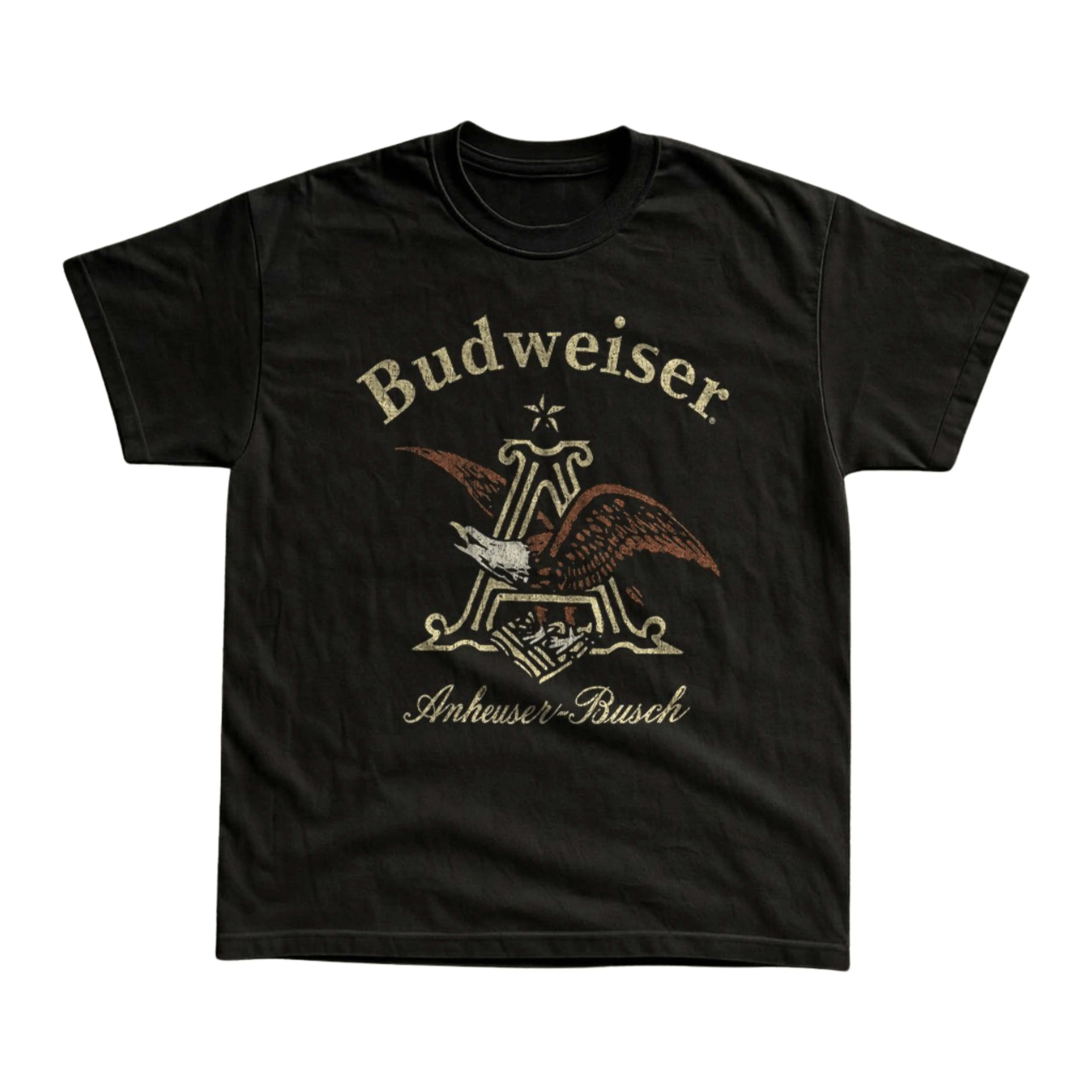 Gildan Men's and Women's T-Shirt, Vintage Style Anheuser Busch Eagle Graphic Tee, Distressed Beer Logo Art Top, Retro Americana Brewery Apparel, Y2K Grunge Streetwear, Black Casual Shirt, Cool Beer Lover Gift, Premium Cotton, Menswear