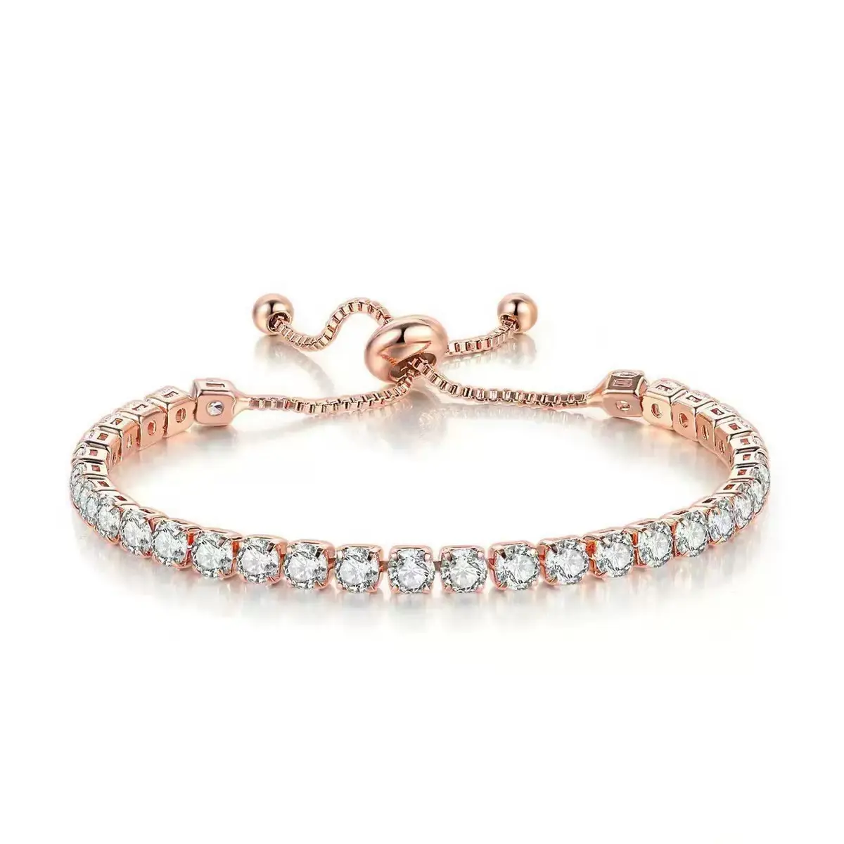 Tennis Bracelets for Women Adjustable Rose Gold Plated Tennis Bracelet for Women in Size 4-8.5 Inches