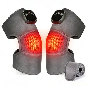 2025 Upgraded Cordless Knee Massager with Heat Vibration for Pain Relief - Electric Heated Knee Brace with 5 Heat Levels and 3 Massage Mode, Gifts for Men Women (Grey)