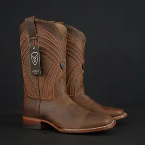 080 HÍBRIDO MIEL MENS WESTERN COWBOY BOOTS BROWN DISTRESSED LEATHER TOE CLASSIC STYLE