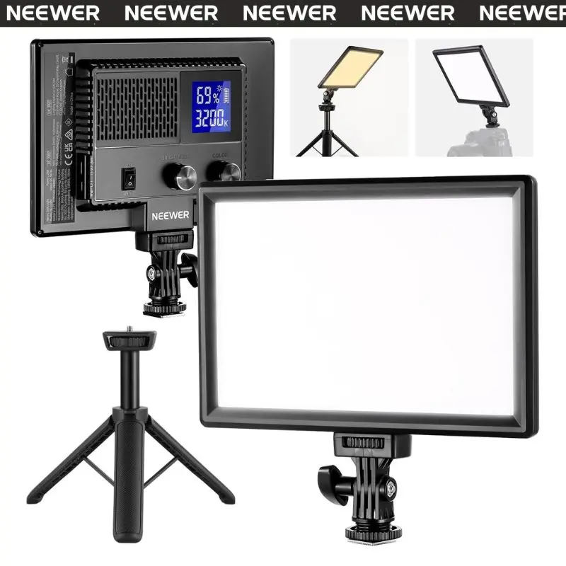 NEEWER NL-116AI 9" Bi-Color LED Video Light Panel, Dimmable Camera Light with Desktop Tripod, APP Control, Rechargeable Photography Lighting for Vlog Live Streaming Video Recording & Zoom Calls