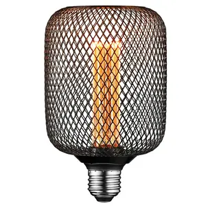 Next Glow Decorative Light Bulb Black Metal Cage Cylinder Led Light Bulbs 3.5W Equivalent 20W E26 Led Bulb Base, Dimmable, Soft Warm Vintage Edison Decorative Bulb for Home Kitchen Restaurant…