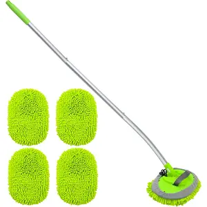 15? Curved  Wash Brush with Long Handle 43" Extension Cleaning Mop Exterior Interior Carwash Duster 3-Section, 90? Pivoting Extralarge Microfiber  for Scratch-Free , SUV &