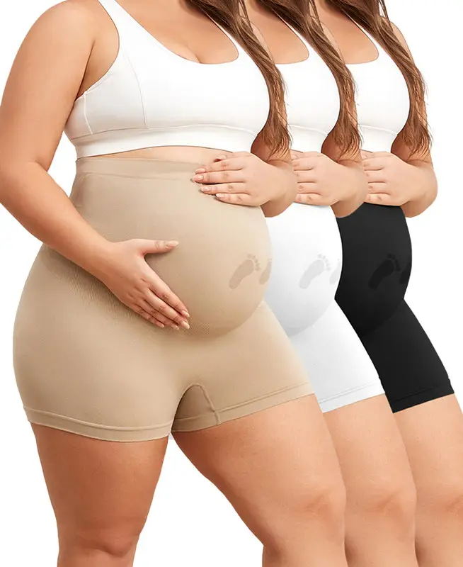 Y25D Pack of 3 Maternity Shapewear for Women Seamless Maternity Underwear Under Dress Over Bump Pregnancy Shorts High Waist Panties Belly Support High