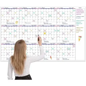 Large Dry Erase Calendar for Wall – Undated Yearly Wall Calendar Dry Erase, 37" x 58", 12-Month Erasable & Reusable Laminated Wall Calendar, Dry Erase Wall Calendar for Home, Office and School