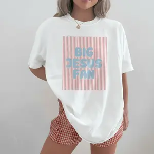 Big Jesus Fan Streetwear T-Shirt Unisex 100% Cotton Classic Fit Ribbed Collar OEKO-TEX Certified Dyes Safety Green ANSI/ISEA 107 Compliant - Check