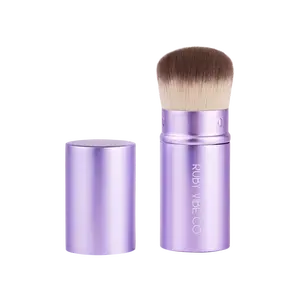 [RUBY VIBE CO] Luxe Retractable Kabuki Brush 001 Soft Synthetic Hair Sleek Purple Aluminum Ferrule for Blending & Buffing