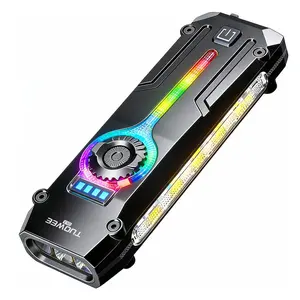 7-In-1 Multifunctional Rechargeable Flashlight, 1800lm Bright LED, UV Detection, Laser Pointer, RGB Light, Magnetic Base, Type-C Charge