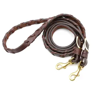 Jeffers LuxeLeather Heavy Oiled Laced Barrel Rein for Horses
