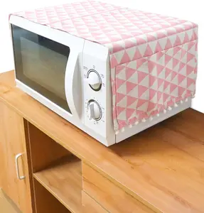 Microwave Oven Cover Dustproof Cotton Machine Protector Decorative Kitchen Appliance Cover with Side Storage Pockets (11.8 X 35.4 Inch, Pink Triangle) YETOOME
