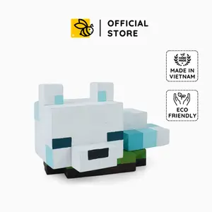 Minecraft Snow Fox & Orange Fox Wood Model - Handmade Pixel Art Decor, DIY Wooden Toy, Unique Gift for Him & Her