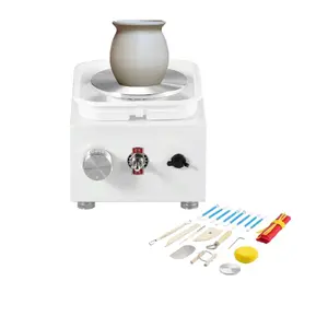 Mini Pottery Wheel, Speed Control from 0-320RPM, Removable Tray Shaping Device, 2.56in/3.94in 2 Rotating Platforms, Electric Pottery Wheel Machine, 18pcs Supplementary Tools