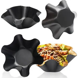 Tortilla Pan Set - Nonstick Large Taco Shell Bowl, Carbon Steel Tortilla Maker, Tostada Shell Pans for Baking and Frying 16.5x7.5x6cm
