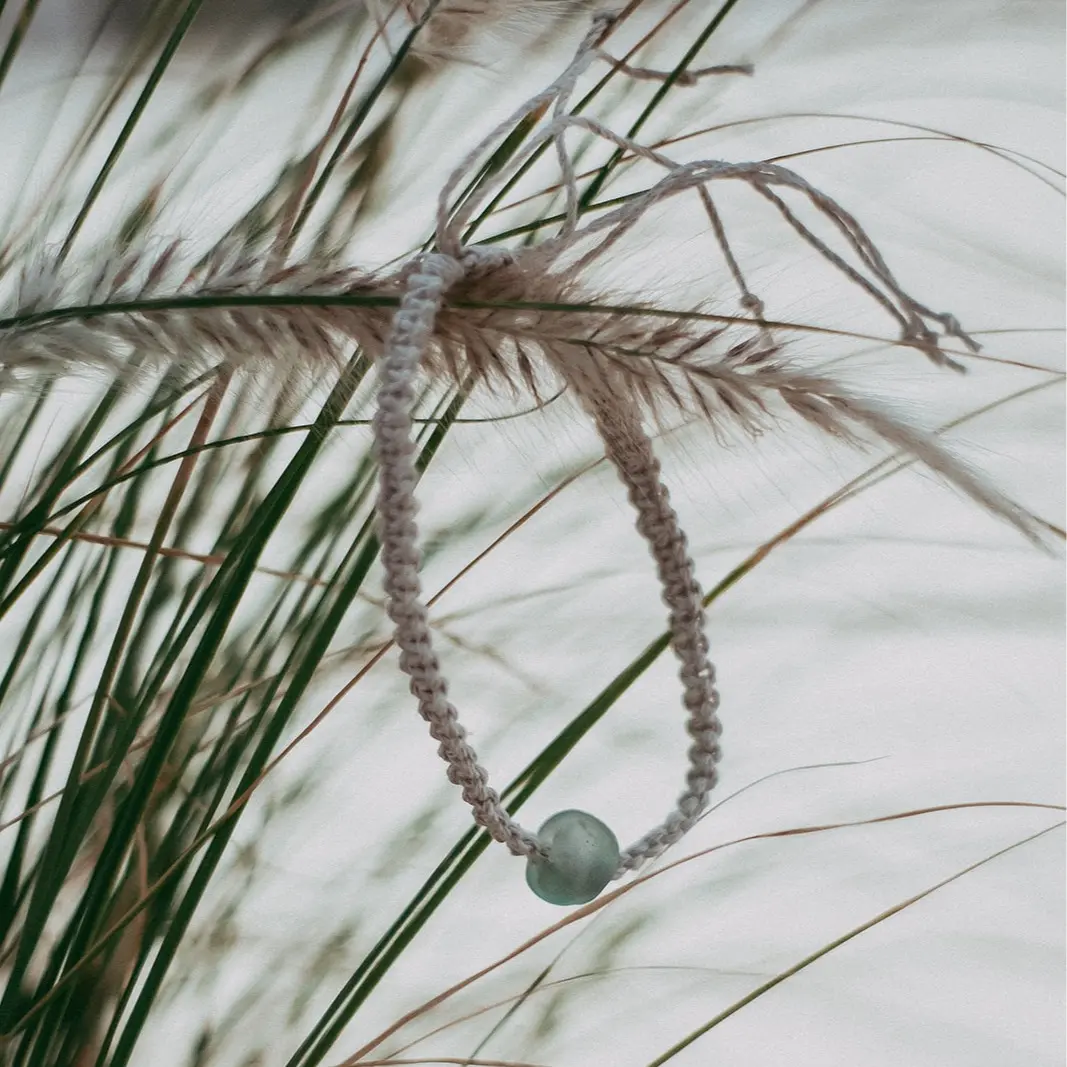 Green Sea Glass Bead Eco-friendly Anklet