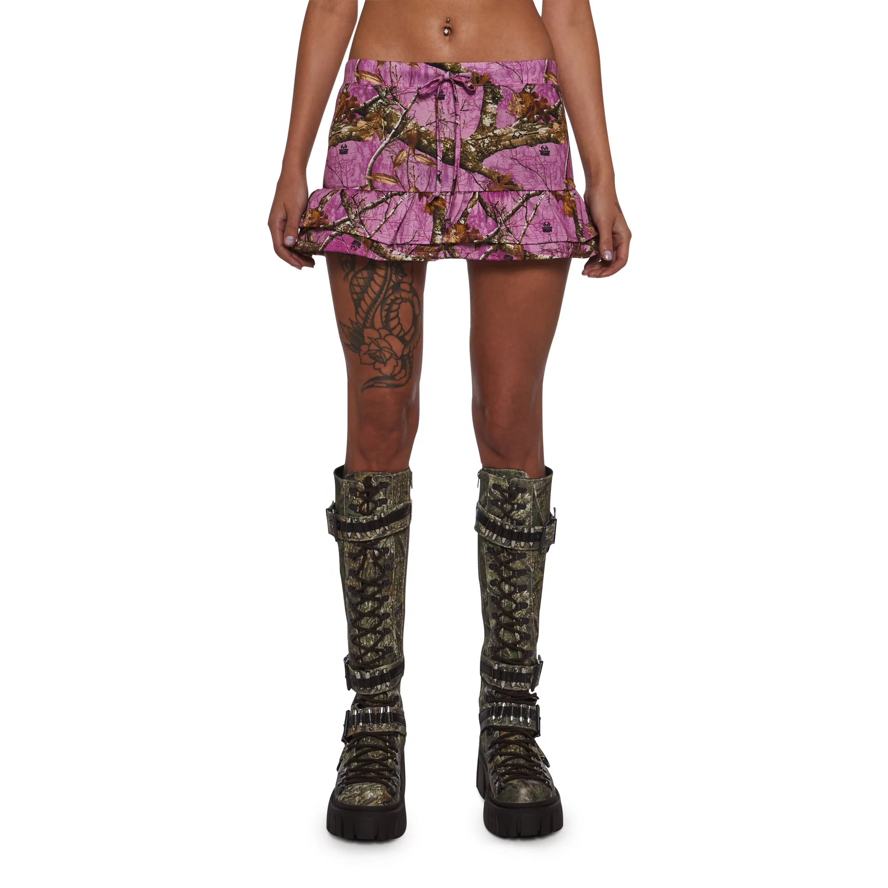 Camo Ruffle Mini Skirt