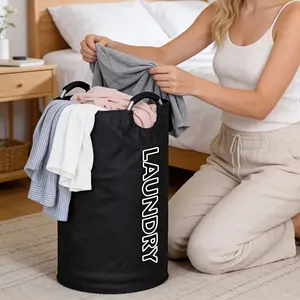 Large Bohemian Style Fabric Laundry Basket with Handle, Independent High Chair Dirty Clothes Storage Box, Durable Rectangular Design
