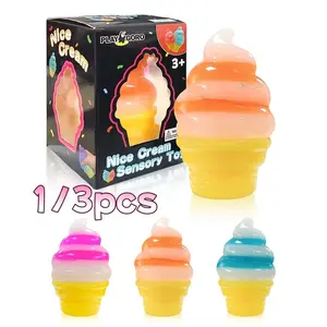 1/3 Pack Squeeze Ice Cream Toy, Sensory Stress Relief Toy, Birthday Party Gift, Summer Sensory Stress Relief Toy, Ice Cream Cone Squeeze Toy