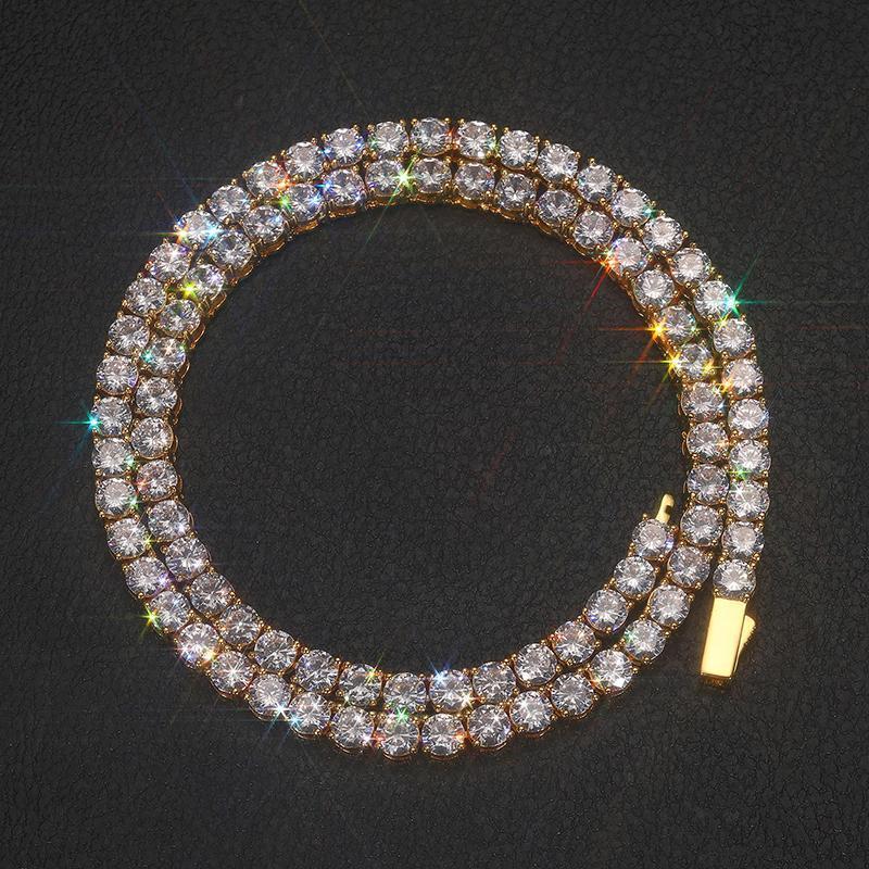 High-Quality VVS1 Iced Out Moissanite Tennis Necklace 925 Sterling Silver Diamond Necklaces For Men Women Pass Diamonds Test