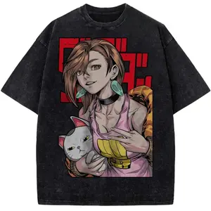 valentine shirts  DAN DA DAN Peripherals Okarun Ken Takakura Turbo Granny Graphic Print T-shirt Men Women Cotton 8Vintage Washed Tees Harajuku Tops