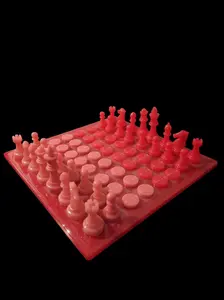 10" Chessboard Checkerboard Set -Pink Color with Complete Piece Collection for Game Play