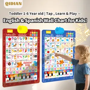 Bilingual Talking Wall Chart for Kids – English & Spanish Learning Poster with Songs, ABCs, Numbers, Animal words & Piano – Interactive Educational Toy for Toddlers 1-6 – No Screen, Battery Powered classroom use Alphabet Preschool