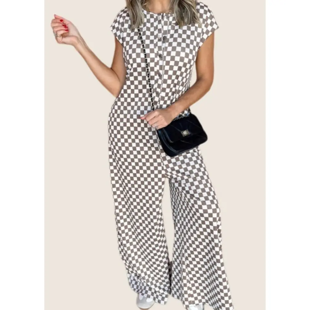 Check Me Out Romper - Checkered Pattern Flattering Silhouette Lightweight Fabric Versatile Styling One-Piece Outfit Solution for Weekend Brunch Summer Parties & More