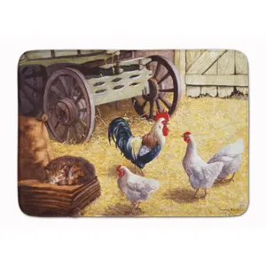 Carolines Treasures  Rooster & Hens Chickens in the Barn Machine Washable Memory Foam Mat