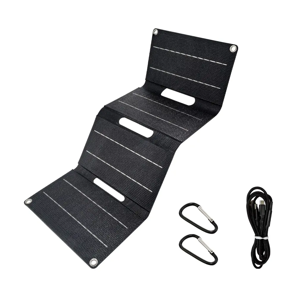 Foldable Monocrystalline Solar Charger with USB Port - Portable Charger, Folding Sunlight Power Source, Compact Durable Backpacking Solar Power System for Camping, Hiking, Outdoor