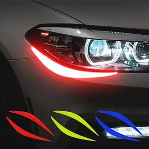 2pcs Reflective Vinyl Car Headlight Stickers - Creative Scratch-Proof Decals for Engine Hood Decoration