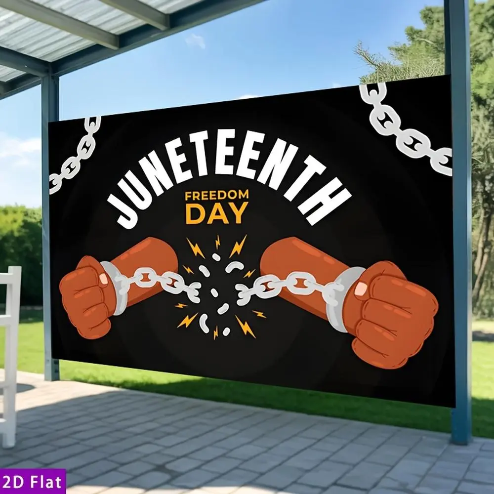 1pc Glam Hanging 2D Flat Soft Polyester Fabric Durable Juneteenth Banner - Easy-to-Hang Party Decoration Backdrop for Home, Club