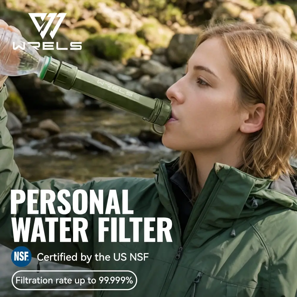 Compact Portable Water Purifier, 99.99% Filtration Rate, Ideal for Outdoor Use, Camping, Emergency Survival, Lightweight Design