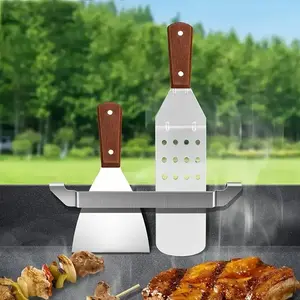 Stainless Steel Griddle Spatula Holder – Durable Barbecue Tool Rack for Grill Utensils, Travel-Friendly and Easy Installation, Barbecue Accessories