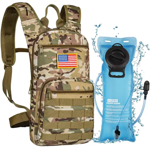 Men's 3L Nylon Tactical Hydration Backpack with TPU Water Bladder, MOLLE Design, Secure Fit for Outdoor Hiking, Cycling, Trekking