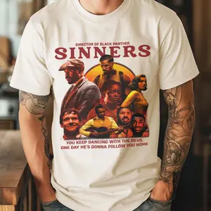 Sinners Graphic Movies T-shirt, Classic Film T-shirt, Trendy Men’s Classic Tee, GILDAN Shirt, Gift Fan, Gift Idea, For Man, For Woman