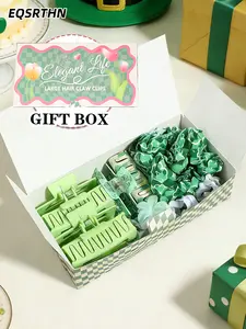 St. Patrick's Day Hair Claw Clip Gift Set, 15PCS Green Clover Acrylic Hair Accessories, Pinch Proof Lucky Shamrock Large Clips & Scrunchies for Women Girls, Perfect Lucky Irish Holiday Gift Box