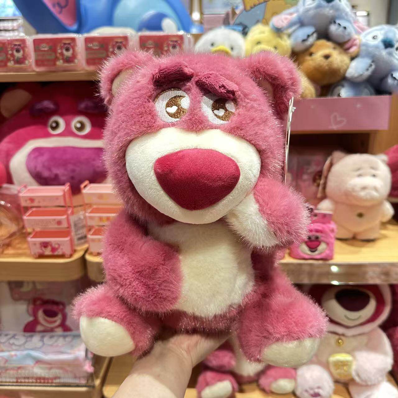 Disney Winnie the Pooh & Strawberry Scent Lotso Plush Toy Bundle - Cute Stuffed Animal, Fluffy Friends Stuffed Toys, Cute Collectibles, Pretend Play Kids' Birthday Gift, Unisex Fuzzy Fabric Item, Durable Soft Fluffy