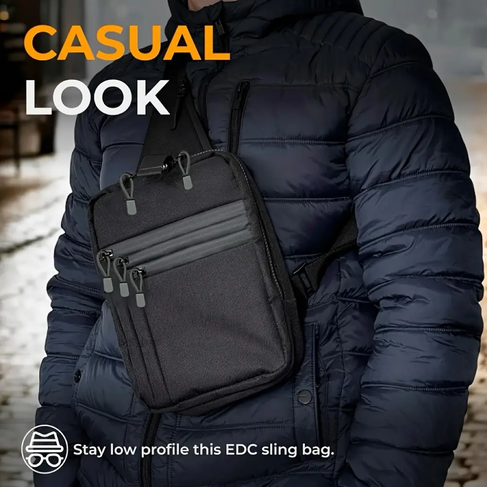 Men's Invisible Backpack, Travel Gear, Hidden Waist Bag, Tactical Bag - Black Tactical Bag, designed for concealment, featuring multiple zippered pockets and adjustable shoulder straps