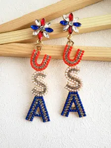 Patriotic Usa Letter Earrings for Women, Us Letter Dangle Earrings, 2pcs Festival & Casual Jewelry, Perfect for Celebrations, Stylish Ear Accessories
