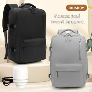 MUSBUY Vacuum Seal Travel Backpack with Electric Pump Extra-Large Capacity Waterproof Multi-Functional Wet-Dry Separation for Short Business Trips & Travel her  pack Embroidered Oxford Cloth school fashionable polyester multi-functional travel backpack Ba